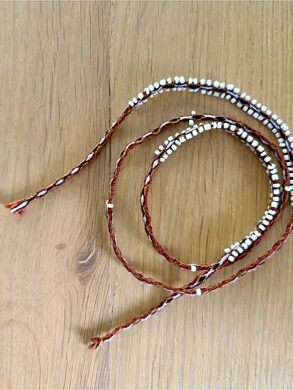 Handmade Peruvian Beaded Wrap Bracelet with White Seed Beads
